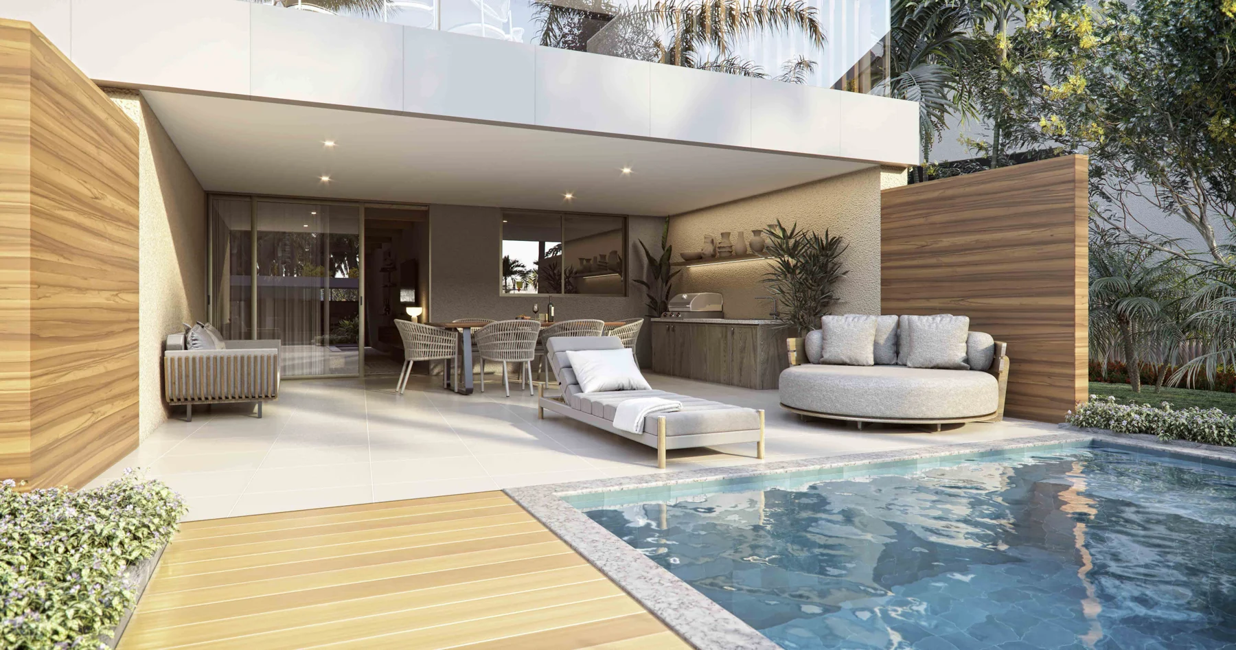 Terraço com piscina privativa